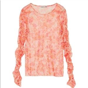 NWT Zara Tulle Sheer Floral Long Sleeve Size M